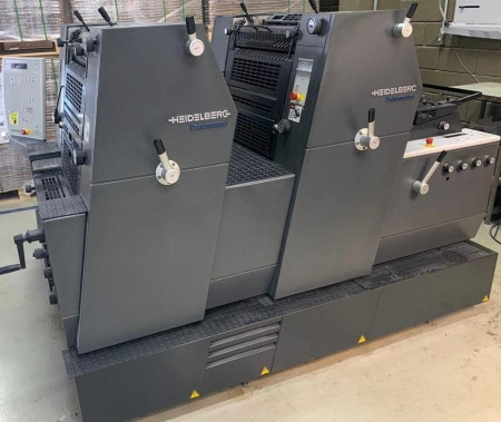 HEIDELBERG PRINTMASTER 52- BICOLOR, ANO 2007, FORMATO 370 X 520 MM, MOLHA DIRETA HEIDELBERG, TINTEIROS SEGMENTADOS, PAINEL FRONTAL, ROLARIA RECÉM TROCADA, PRÉ-REGISTRO DE CHAPAS, MANUAIS E FERRAMENTAS PARA MANUSEIO, EQUIPAMENTO MUITO NOVO, R$ 130.000,00